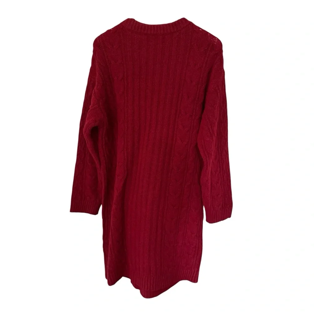 NWT Universal Thread Long Sleeve Cable Knit Mini Maroon Sweater Dress Size Small - Picture 3 of 12